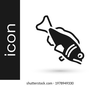 Icono de pez negro aislado en fondo blanco.  Vector