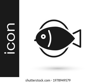 Black Fish icon isolated on white background.  Vector