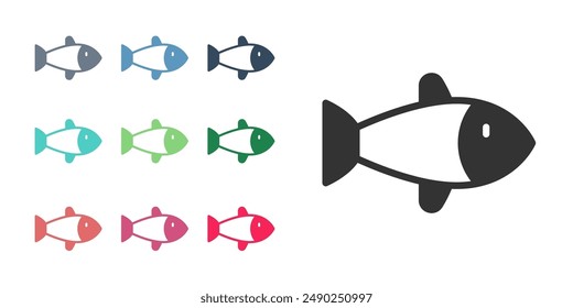 Black Fish icon isolated on white background. Set icons colorful. Vector