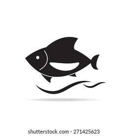 black fish icon on white background, vector EPS 10.