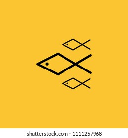 Black Fish Icon on Yellow Background
