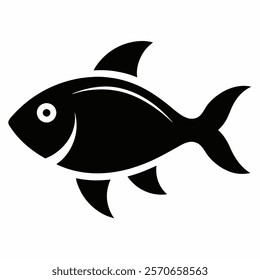 Black fish icon vector on white background.
