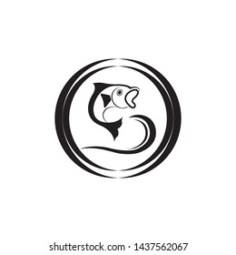 black Fish logo template. Creative vector symbol