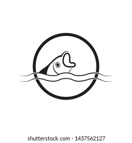 black Fish logo template. Creative vector symbol