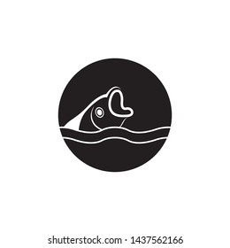 black Fish logo template. Creative vector symbol