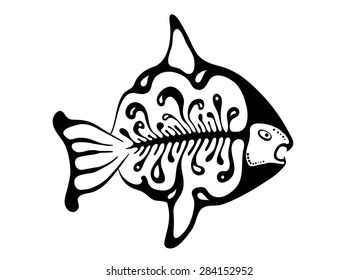black fish in the native style, vector illustration 
