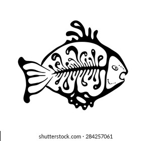 black fish in the native style, vector illustration 