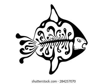black fish in the native style, vector illustration 