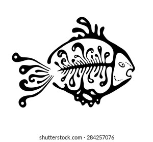 black fish in the native style, vector illustration 