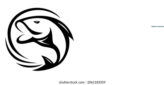 Black  fish on white background. Logo Vector Image