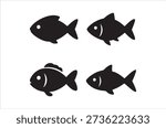 Black fish outlines create a clean and basic aquatic illustration on a white background.