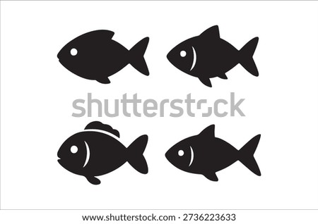 Black fish outlines create a clean and basic aquatic illustration on a white background.
