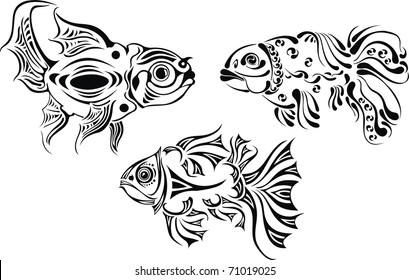 black fish set vector