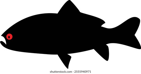 Black fish silhouette on white background