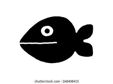 Black fish silhouette, vector illustration