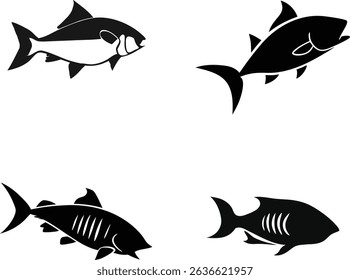 Black Fish Silhouettes, fish vector