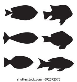 black fish silhouettes - vector illustration