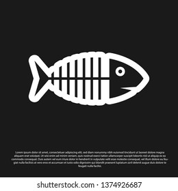 Black Fish skeleton icon isolated on black background. Fish bone sign. Vector Illustration