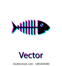 Black Fish skeleton icon isolated on white background. Fish bone sign. Vector Illustration