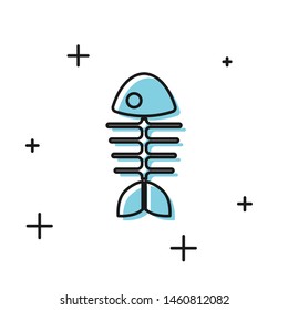Black Fish skeleton icon isolated on white background. Fish bone sign.  Vector Illustration