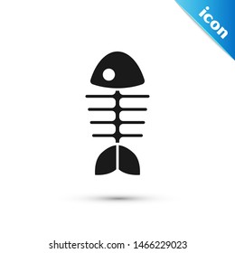 Black Fish skeleton icon isolated on white background. Fish bone sign.  Vector Illustration