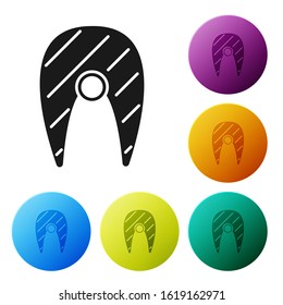 Black Fish steak icon isolated on white background. Set icons colorful circle buttons. Vector Illustration