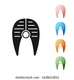 Black Fish steak icon isolated on white background. Set icons colorful. Vector Illustration