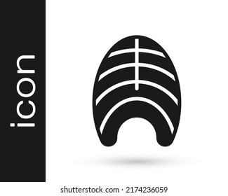 Icono de filete de pescado negro aislado en fondo blanco.  Vector