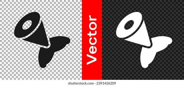 Black Fish tail icon isolated on transparent background.  Vector