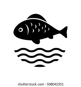Black fish vector icon