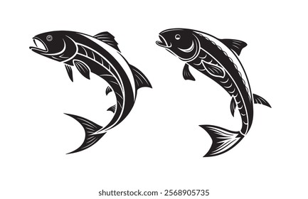 Black Fish Vector Icon Illustration Perfect for Logos and Graphics