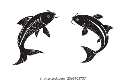 Black Fish Vector Icon Illustration Perfect for Logos and Graphics