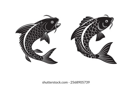 Black Fish Vector Icon Illustration Perfect for Logos and Graphics