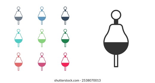 Black Fishing float icon isolated on white background. Fishing tackle. Set icons colorful. Vector