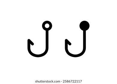 Black fishing hook icon for angling and bait Vector