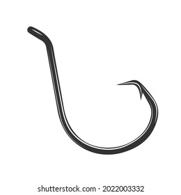 Black fishing hook icon flat isolated on white background. Vector Illustration.