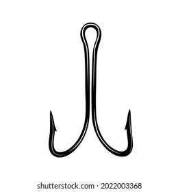 Icono de anzuelo de pesca negro aislado en fondo blanco. Ilustración vectorial.