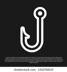 Black Fishing hook icon isolated on black background. Vector Illustration