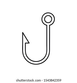 Black Fishing hook icon. Vector illustration on a white background.
