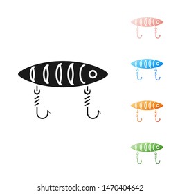 Black Fishing lure icon isolated on white background. Fishing tackle. Set icons colorful. Vector Illustration