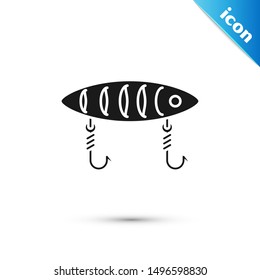 Black Fishing lure icon isolated on white background. Fishing tackle.  Vector Illustration