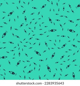 Black Fishing lure icon isolated seamless pattern on green background. Fishing tackle.  Vector