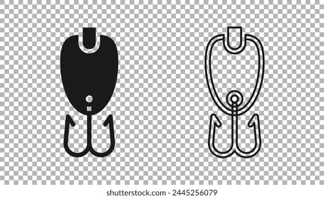 Black Fishing lure icon isolated on transparent background. Fishing tackle.  Vector