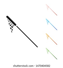 Black Fishing net icon isolated on white background. Fishing tackle. Set icons colorful. Vector Illustration