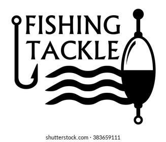 black fishing tackle concept symbol with river wave silhouette