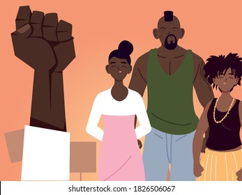 black fist and family cartoons with urban style design, diversity people multiethnic race and multicultural theme Vector illustration