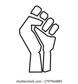 Black fist icon. Fist raised in protest. isolated on a white background. Vector illustration