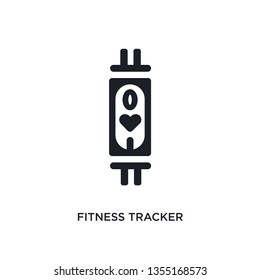 black fitness tracker isolated vector icon. simple element illustration from gym and fitness concept vector icons. fitness tracker editable logo symbol design on white background. can be use for web