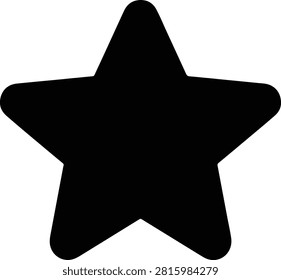 Black five pointed star icon with rounded corners symbol