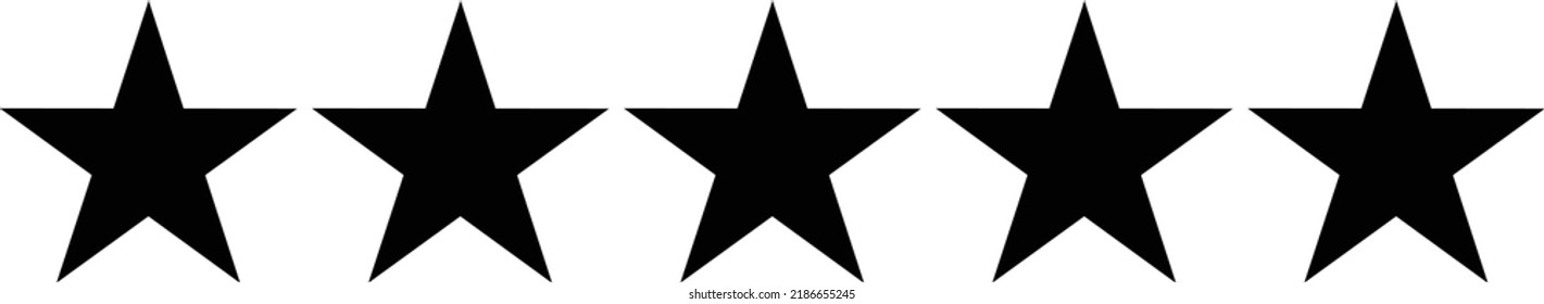 Black five stars icon vector. Rating sign